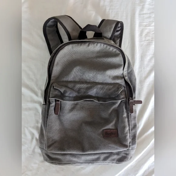 ibagbar Bags Ibagbar Gray And Brown Canvas Backpack Poshmark
